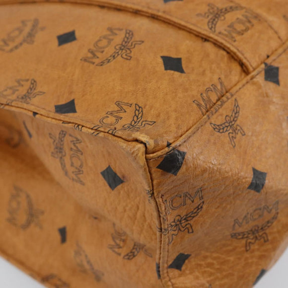 MCM Logogram Vicetos Tote Bag PVC Brown Gold Auth gh1948