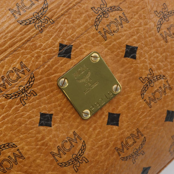 MCM Logogram Vicetos Tote Bag PVC Brown Gold Auth gh1948