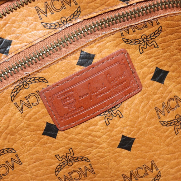 MCM Logogram Vicetos Tote Bag PVC Brown Gold Auth gh1948