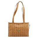 MCM Logogram Vicetos Tote Bag PVC Brown Gold Auth gh1948-13