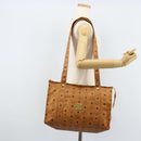 MCM Logogram Vicetos Tote Bag PVC Brown Gold Auth gh1948-22