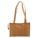 MCM Logogram Vicetos Tote Bag PVC Brown Gold Auth gh1948-2