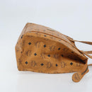 MCM Logogram Vicetos Tote Bag PVC Brown Gold Auth gh1948-3