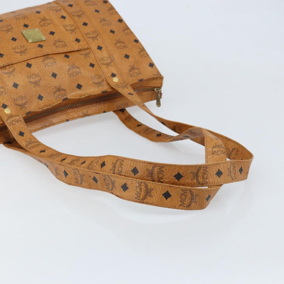 MCM Logogram Vicetos Tote Bag PVC Brown Gold Auth gh1948