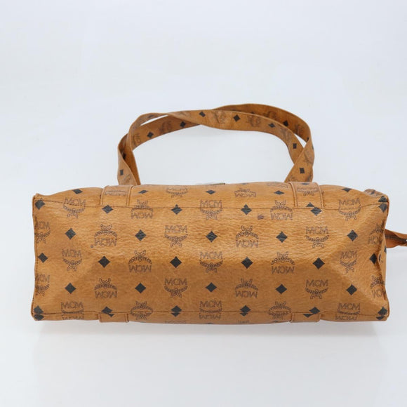 MCM Logogram Vicetos Tote Bag PVC Brown Gold Auth gh1948