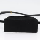 Salvatore Ferragamo Vala Hand Bag Suede 2way Black Gold Auth gh1949-5