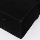 Salvatore Ferragamo Vala Hand Bag Suede 2way Black Gold Auth gh1949-17