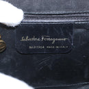 Salvatore Ferragamo Vala Hand Bag Suede 2way Black Gold Auth gh1949-12
