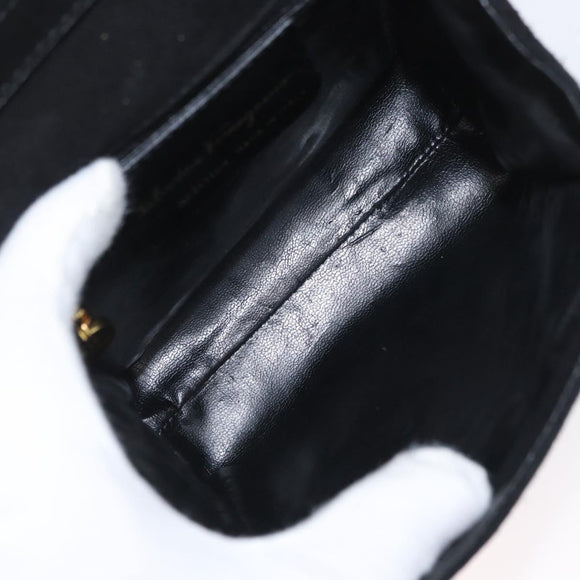 Salvatore Ferragamo Vala Hand Bag Suede 2way Black Gold Auth gh1949