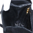 Salvatore Ferragamo Vala Hand Bag Suede 2way Black Gold Auth gh1949-22