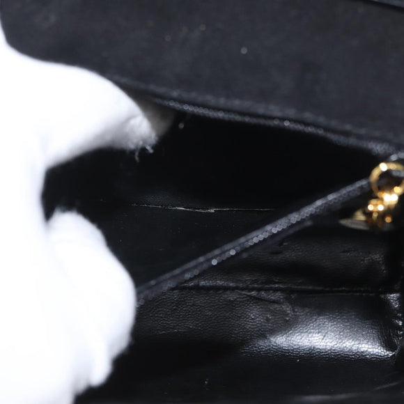 Salvatore Ferragamo Vala Hand Bag Suede 2way Black Gold Auth gh1949