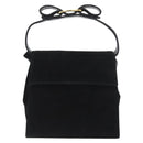 Salvatore Ferragamo Vala Hand Bag Suede 2way Black Gold Auth gh1949-13