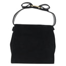 Salvatore Ferragamo Vala Hand Bag Suede 2way Black Gold Auth gh1949-2