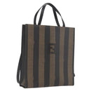 FENDI Pecan Canvas Hand Bag PVC 2way Black Brown Auth gh1950A-1