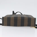 FENDI Pecan Canvas Hand Bag PVC 2way Black Brown Auth gh1950A-5