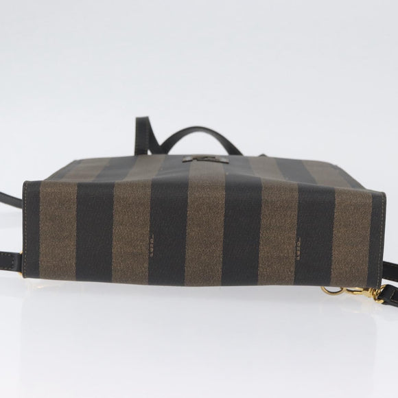 FENDI Pecan Canvas Hand Bag PVC 2way Black Brown Auth gh1950A