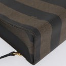FENDI Pecan Canvas Hand Bag PVC 2way Black Brown Auth gh1950A-15