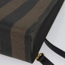 FENDI Pecan Canvas Hand Bag PVC 2way Black Brown Auth gh1950A-16