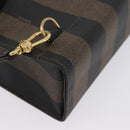FENDI Pecan Canvas Hand Bag PVC 2way Black Brown Auth gh1950A-17