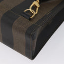 FENDI Pecan Canvas Hand Bag PVC 2way Black Brown Auth gh1950A-10