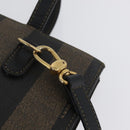 FENDI Pecan Canvas Hand Bag PVC 2way Black Brown Auth gh1950A-18