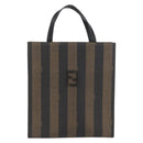 FENDI Pecan Canvas Hand Bag PVC 2way Black Brown Auth gh1950A-13