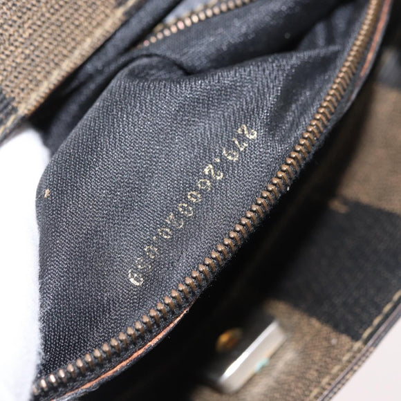 FENDI Pecan Canvas Hand Bag PVC 2way Black Brown Auth gh1950A
