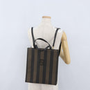 FENDI Pecan Canvas Hand Bag PVC 2way Black Brown Auth gh1950A-24