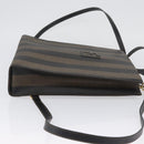 FENDI Pecan Canvas Hand Bag PVC 2way Black Brown Auth gh1950A-3