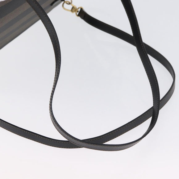 FENDI Pecan Canvas Hand Bag PVC 2way Black Brown Auth gh1950A