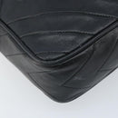 CHANEL Matelasse Shoulder Bag Lamb Skin Black Gold CC Auth gh1958-15