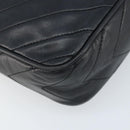 CHANEL Matelasse Shoulder Bag Lamb Skin Black Gold CC Auth gh1958-9