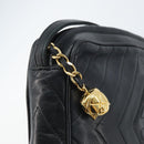 CHANEL Matelasse Shoulder Bag Lamb Skin Black Gold CC Auth gh1958-10