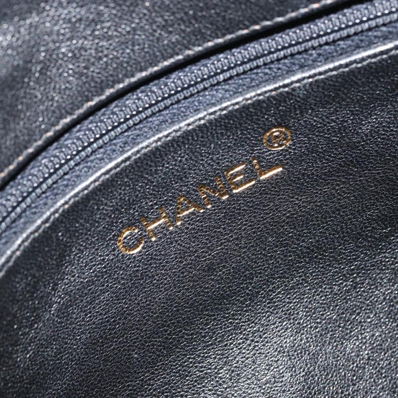 CHANEL Matelasse Shoulder Bag Lamb Skin Black Gold CC Auth gh1958