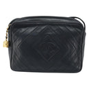 CHANEL Matelasse Shoulder Bag Lamb Skin Black Gold CC Auth gh1958-13