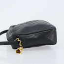 CHANEL Matelasse Shoulder Bag Lamb Skin Black Gold CC Auth gh1958-4