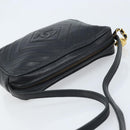 CHANEL Matelasse Shoulder Bag Lamb Skin Black Gold CC Auth gh1958-6