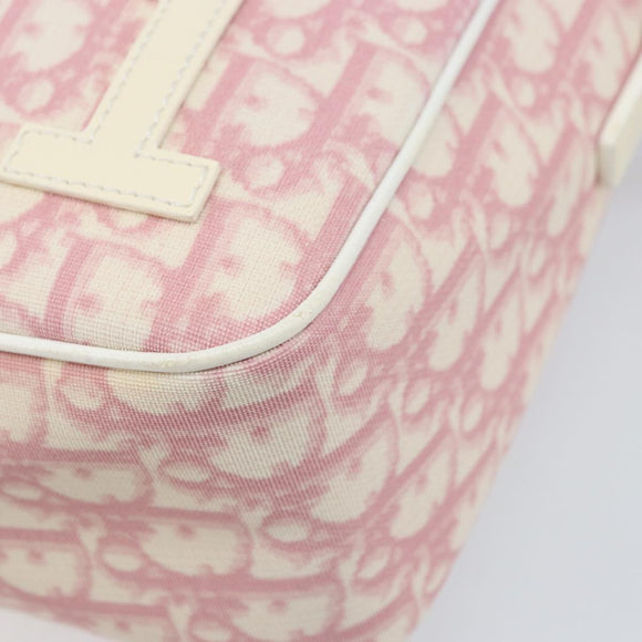 Christian Dior Trotter Canvas Shoulder Bag PVC Pink Silver Auth gh1960