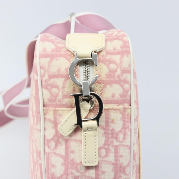 Christian Dior Trotter Canvas Shoulder Bag PVC Pink Silver Auth gh1960