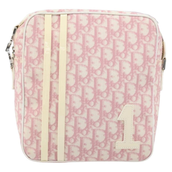 Christian Dior Trotter Canvas Shoulder Bag PVC Pink Silver Auth gh1960