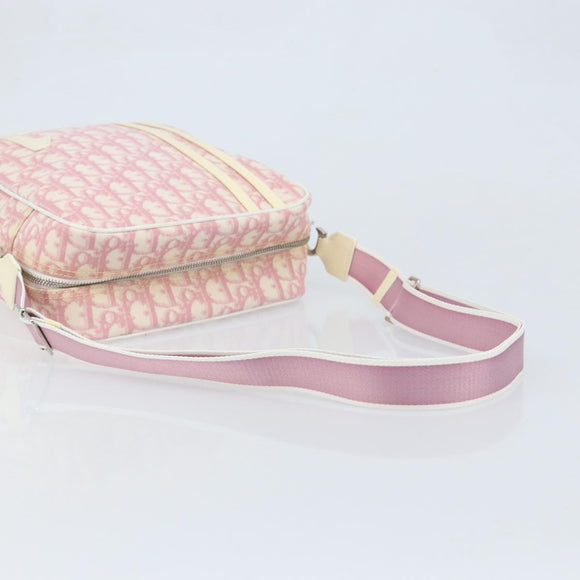 Christian Dior Trotter Canvas Shoulder Bag PVC Pink Silver Auth gh1960