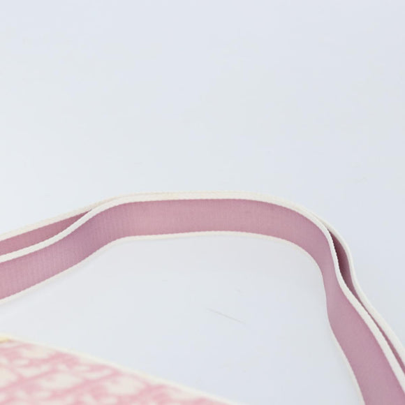 Christian Dior Trotter Canvas Shoulder Bag PVC Pink Silver Auth gh1960