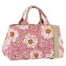 PRADA Canapa M Hand Bag Canvas 2way Pink Gold Auth gh1965-1