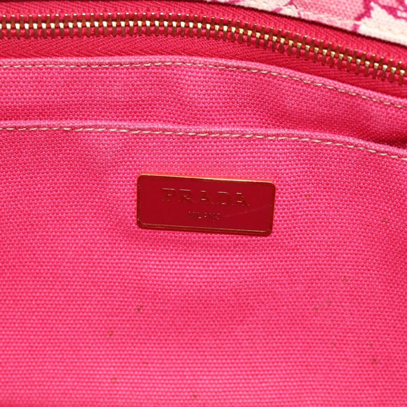 PRADA Canapa M Hand Bag Canvas 2way Pink Gold Auth gh1965