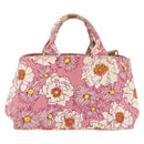 PRADA Canapa M Hand Bag Canvas 2way Pink Gold Auth gh1965-13