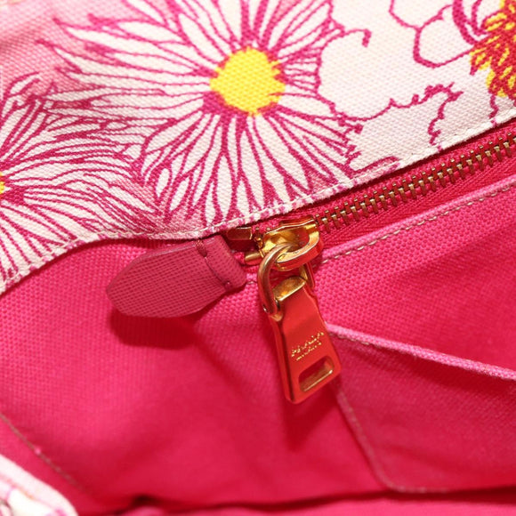 PRADA Canapa M Hand Bag Canvas 2way Pink Gold Auth gh1965