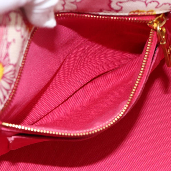 PRADA Canapa M Hand Bag Canvas 2way Pink Gold Auth gh1965
