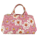 PRADA Canapa M Hand Bag Canvas 2way Pink Gold Auth gh1965-2