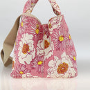 PRADA Canapa M Hand Bag Canvas 2way Pink Gold Auth gh1965-3
