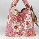 PRADA Canapa M Hand Bag Canvas 2way Pink Gold Auth gh1965-4